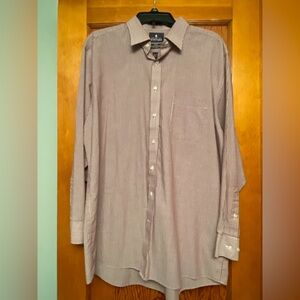 Stafford Men's Striped Button Down Shirt in Burgundy and White